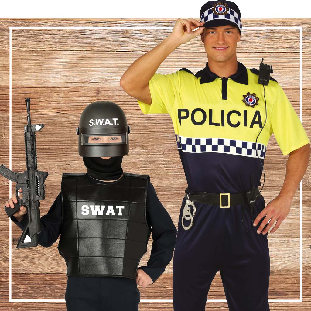 Disfraces de polic&iacute;as, suat, agentes pra adultos e infantiles